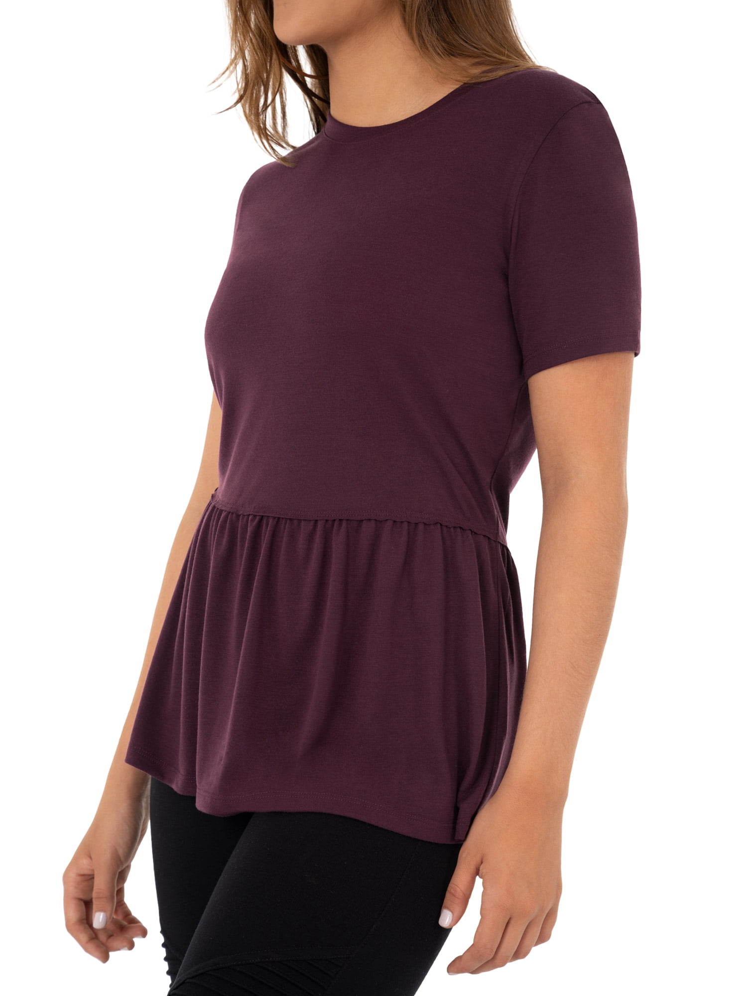 Wright's Womens Short Sleeve Peplum Waist Top