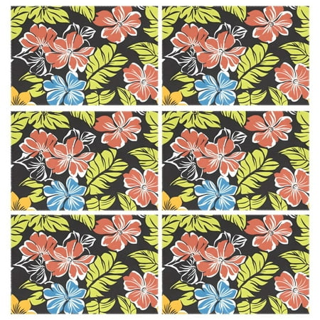 

Ryvnso Placemats Set of 6 Elegant Tropical Flower-t7 Dining Mats Heat-Resistant Non-Slip Washable Table Mat