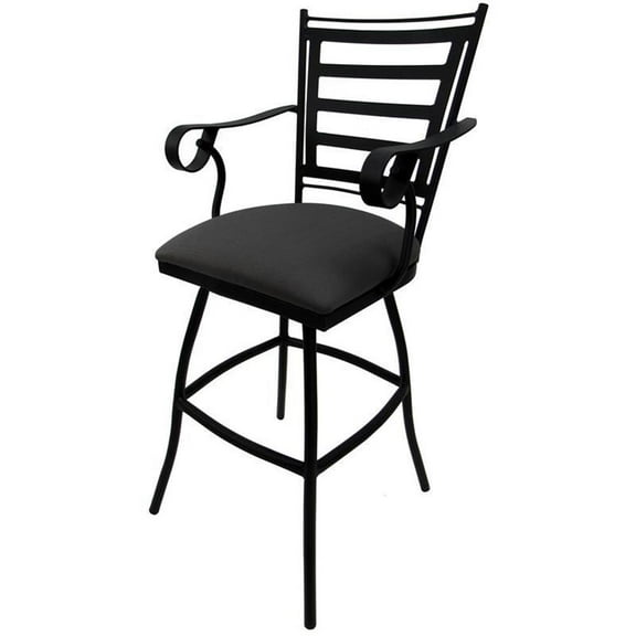 Outdoor X-Tall Spectator Swivel Barstool 35" Jenna-Dark Gray Fabric-Black Metal