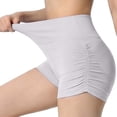 thumbnail image 2 of JGGSPWM Womens Workout Seamless Pleated Butt Lifting Shorts High Waisted Tummy Control Gym Yoga Shorts Gray S, 2 of 5