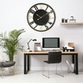 thumbnail image 6 of Sorbus Large Wall Clock - Contemporary Black Wood with Gold Metal Accents - Modern Room Décor, 6 of 8