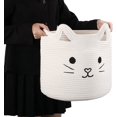 thumbnail image 3 of Cat Woven Cotton Rope Baskets, Baby Nursery Laundry Basket with Handle,White, 3 of 8