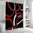 thumbnail image 5 of Polyester Fabric Red Geometric Shower Curtain, Vintage Abstract Stripes Aesthetic Art Waterproof Bathtub Curtain Bathroom Decor Set with Hooks 54 x 78 Inches, 5 of 6