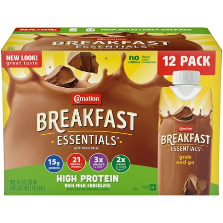 Carnation Breakfast Essentials High Protein Rich Chocolate 12-8 fl. oz. drinks