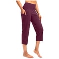 thumbnail image 2 of Capri Pants for Women High Waisted Yoga Pants with Pockets - Cropped Workout Leggings for Athletic, Casual Summer Wine XL, 2 of 6