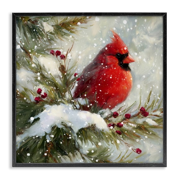 Stupell Industries Winter's Red Jewel Black Framed Giclee Art, design by Tina LeCour