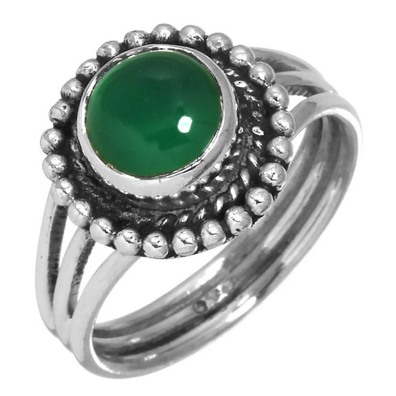 Natural Green Onyx Collectible Ring Solid 925 Sterling Silver