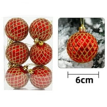 Beautynvta 6 Pcs Christmas Ball Ornaments Set, Glitter Painted Electroplated Hanging Balls Decorations, Shatterproof Plastic Xmas Tree Ornaments for Holiday Wedding Party Decor