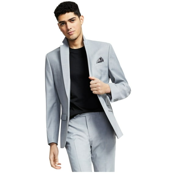 Bar Iii Mens Slim fit Suit Jacket Blazer 36 R Light Grey Solid