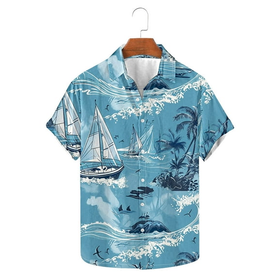 HaoXianJian Fashion Hawaiian Shirt for Men Palmshadow Beach Shirts Tropical Vacation Shirts Casual Summer Beach Shirts for Men Hawaii Party