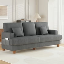 AAQZ 87" Corduroy Sofa Couch for Living Room, 3 Seater Deep Seat Comfy Couch in a Box, 2 Cushions, 2 Pillows Tool-Free Setup,Gray