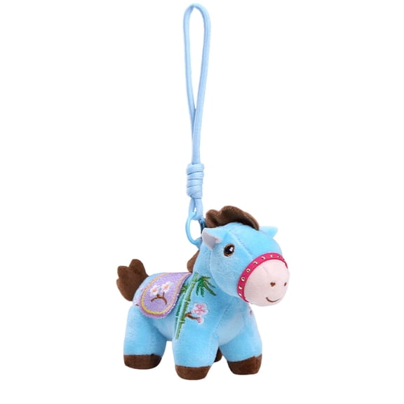 Horse Stuffed Animal Pendant for Car Rearview Mirror Decoration Cute Plush Mini Horse Toy Gifts for Friend (Blue)