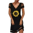 thumbnail image 2 of AOOCHASLIY Ladies Dresses Clothes Women's Comfortable Casual Ethnic Short Sleeve V Neck Print Dress, 2 of 8
