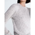 thumbnail image 4 of Free Assembly Women's and Women's Plus Cashmere Cable Knit Sweater with Puff Sleeves, Midweight, Sizes XS-4X, 4 of 5