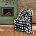thumbnail image 2 of Safdie & Co. 60x80" Microfiber Buffalo Printed Plaid Ultra-Soft Blanket in Black, 2 of 3