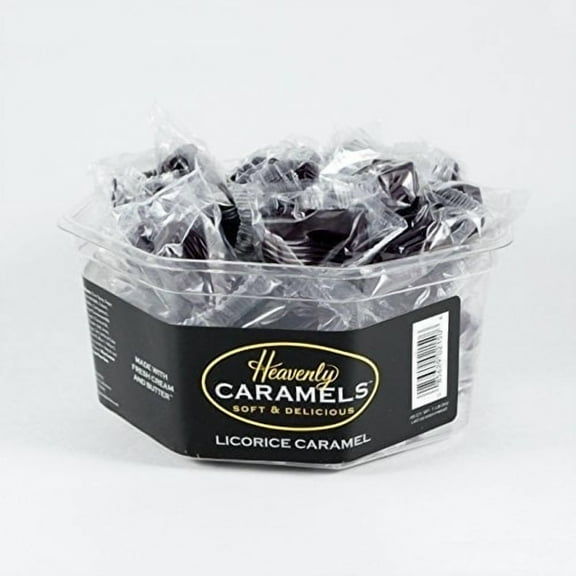 J Morgan Confections Heavenly Caramel | Licorice Flavor | 45 Count Tub | Gourmet Soft and Chewy Butter Caramel Candies | Hand-Crafted Golden Treats