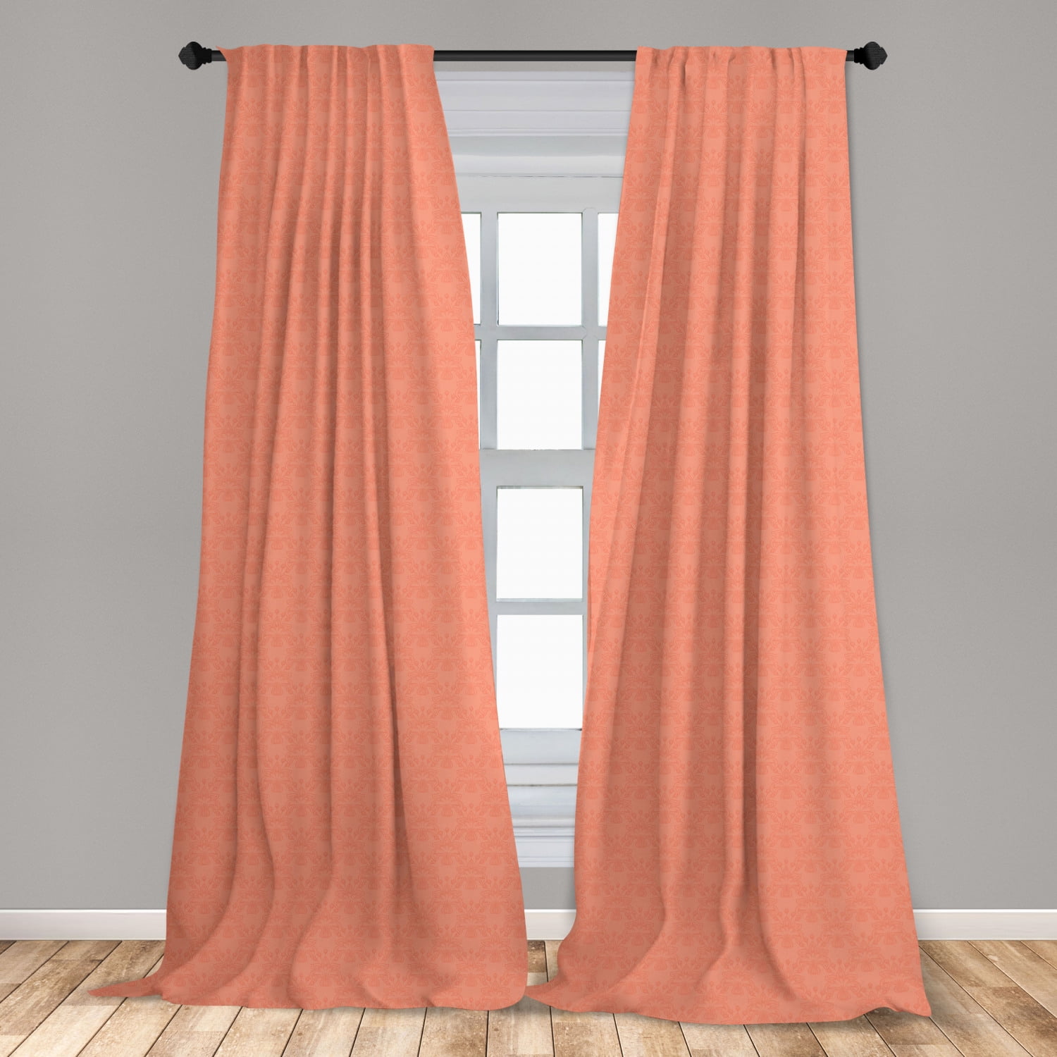 Peach Curtains Floral Vibrant Drawing Window Drapes 2 Panel Set 108x63 Inches 