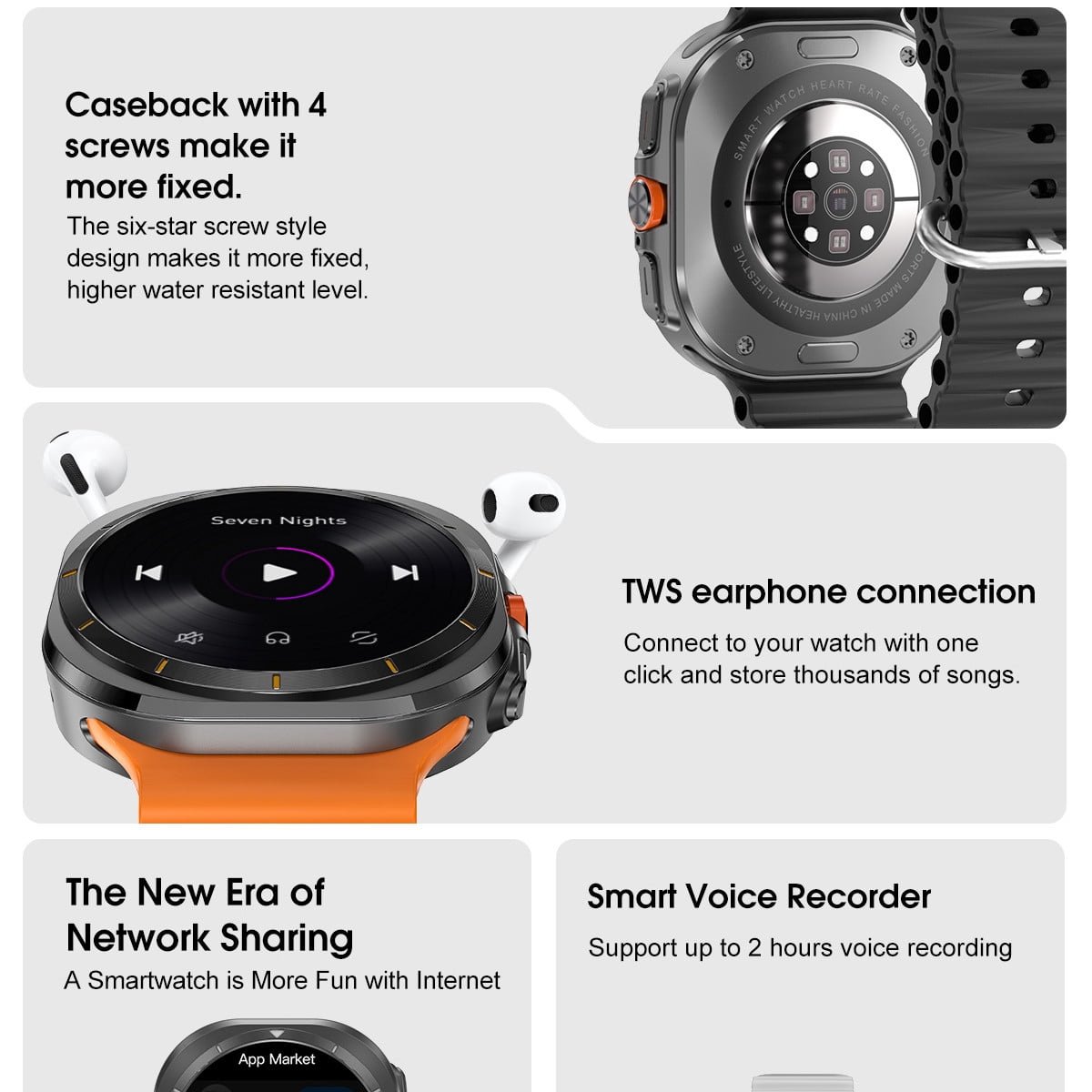 E EYAFA Smart Watch DT Ultra Mini,1.32 inch HD Screen,4GB Memory,Bluetooth Call Smart Watch for Men and Women-White