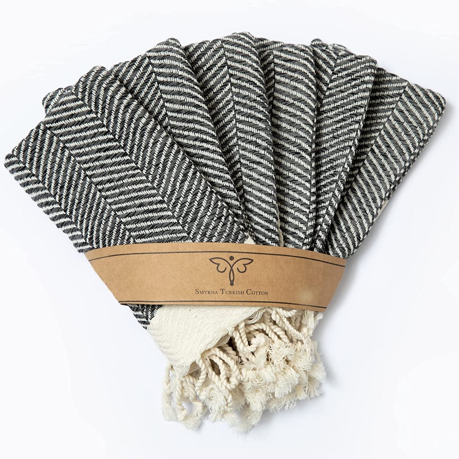 Smyrna Turkish Cotton Kitchen Dish Towels Herringbone Series Pack of 6