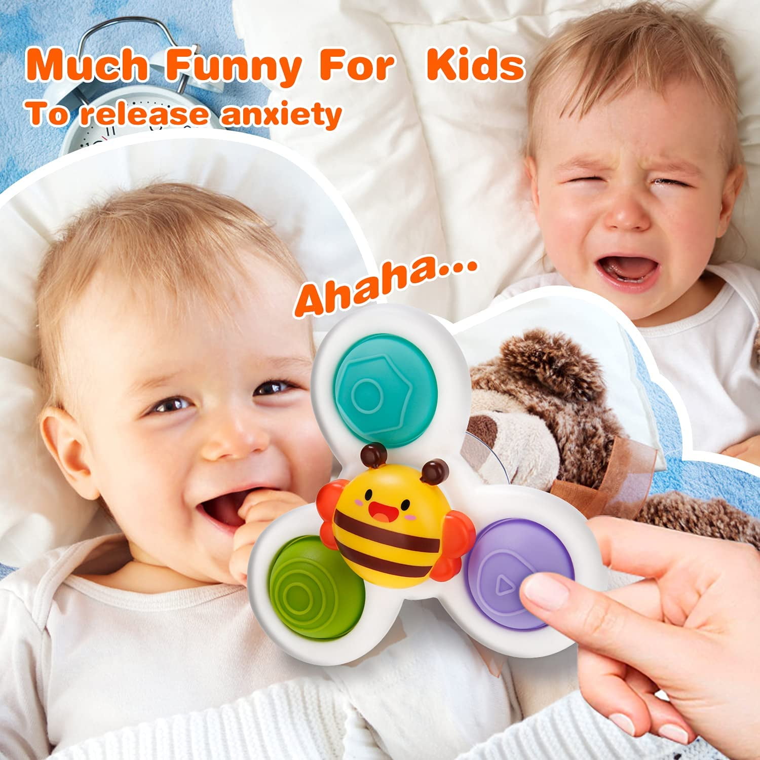 NiTsai 3Pcs Suction Cup Spinning Top Toy Baby Bath Toys Safe Interesting Table Sucker Gameplay Early Learner Toys for Baby Toys Kids Girls Boys Spin Sucker Spinning Top Spinner Toy 