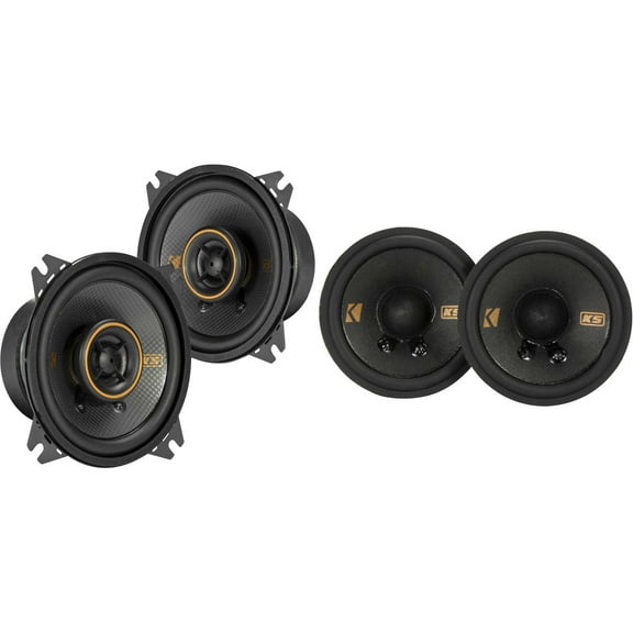 Kicker 51KSC404 KS-Series 4" Coaxial Speakers with .5" tweeters w/ 51KSC2704 2.7" Bundle