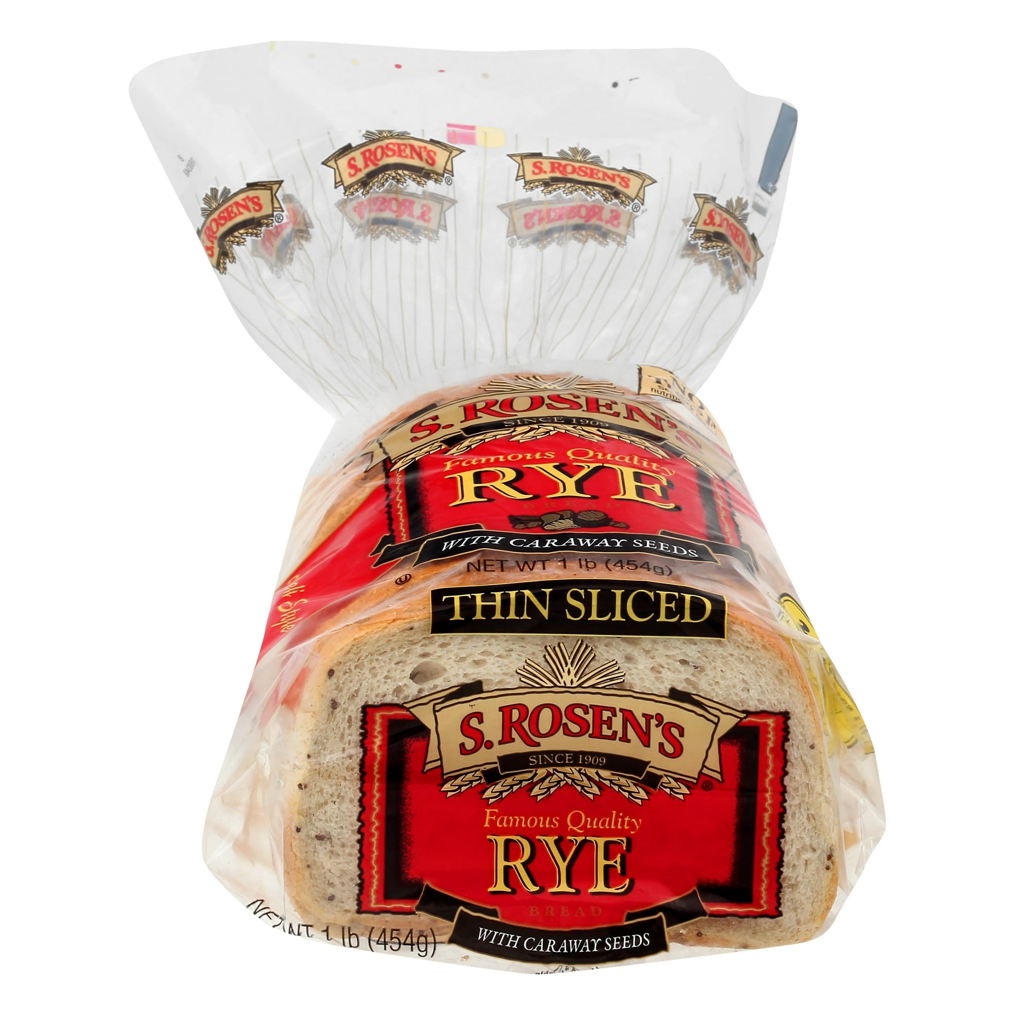 S. Rosen's Thin Sliced Rye Fresh Bread with Caraway Seeds, 16 oz. Loaf