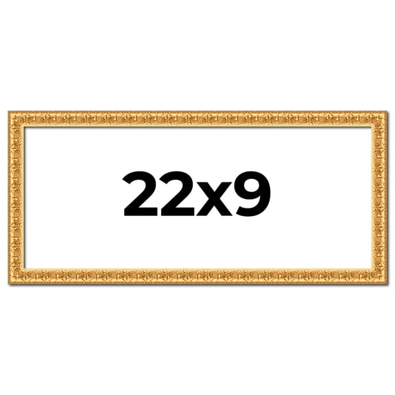 22x9 Frame Gold Real Wood Picture Frame Width 1 inches | Interior Frame Depth 0.5 inches | Edwina