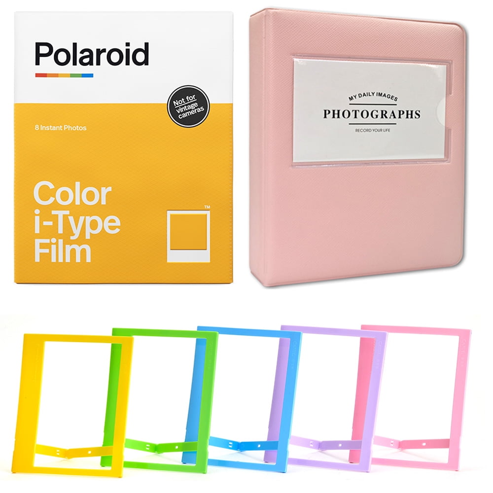 Polaroid Color Film for i-Type (8 Sheets) + Pink Album + Plastic Color ...