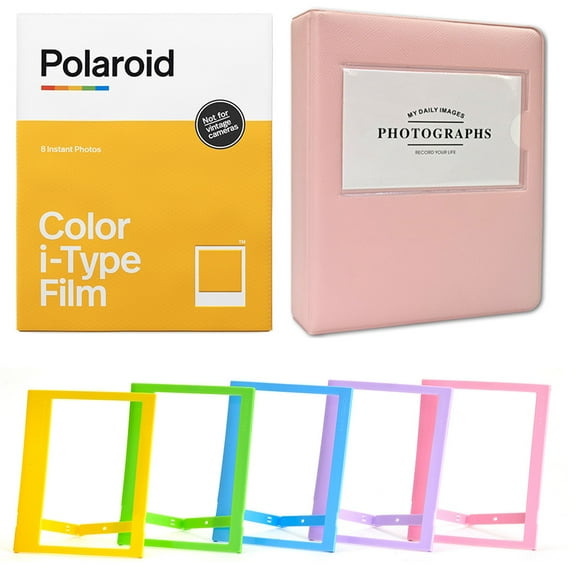 Polaroid Color Film for i-Type (8 Sheets)   Pink Album   Plastic Color Frames