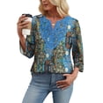 thumbnail image 4 of WIHOLL 3/4 Length Sleeve Summer Tops for Women Trendy Blouses V Neck Lace Shirt Beach Vacation Cruise Outfits, 4 of 11