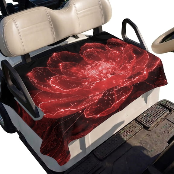 Golf Cart Seat Cover Red Floral Club Car Golf Cart Seat Covers Soft Absorbent Golfcart Towel Blanket Abstract Luminescent Flowers Golf Seat Covers for Cart Decor Fits 2 & 4 Passenger 51"x31"