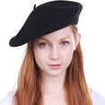 thumbnail image 2 of KBETHOS Women's 100% Wool French Beret Hat, Black, 2 of 5