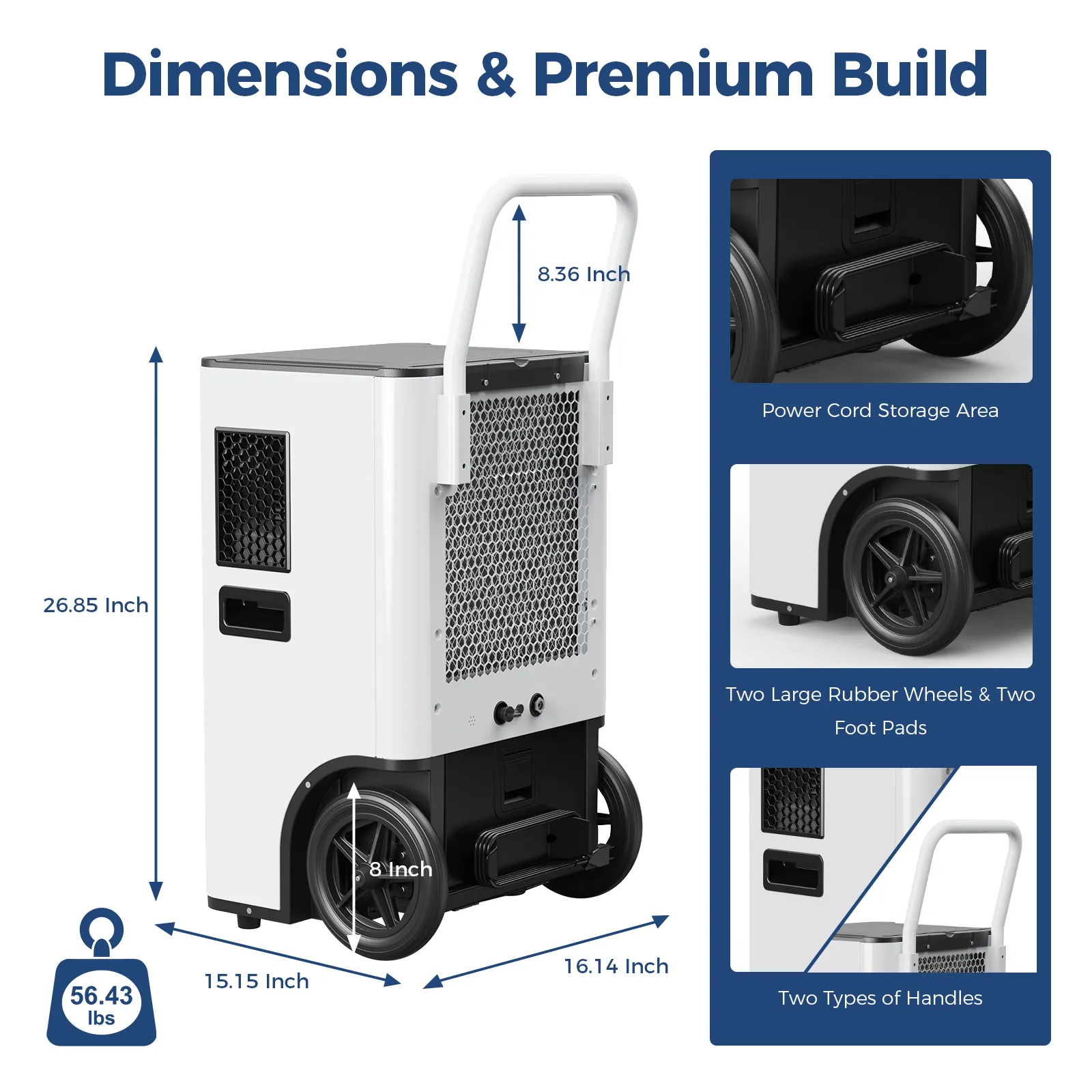 ALORAIR 145 PPD Commercial Dehumidifier with Pump & Drain Hose, SLGR Tech Dehumidifiers for Large Room, Basement, Warehouse Water Damage Restoration, Industrial Space to 1,500 Sq.Ft  ,5 Years Limited