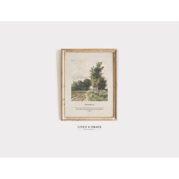 Trust In The Lord With All Thine Heart Psalm 23:1-3 Bible Verse Bible Scripture Jesus Saviour Art Christian Wall Art Unframed Paper Print