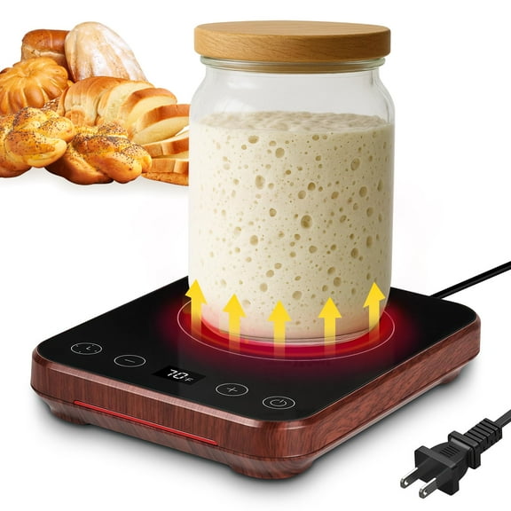 Sourdough Starter Warmer, Upgrade Sourdough Warming Mat with Precision Temperature Control (70-100°F) Auto-Warming Sensor, 0-12H Timer & Auto On/Off, for Home Bakers & Beginners - Wood Grain