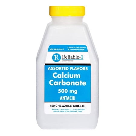 Reliable 1 Calcium Carbonate 500 mg Antacid Chewable Tablets, Assorted Flavors, 150 Ea, 6 Pack