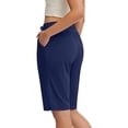 thumbnail image 5 of SwiftWear Women's Knee-Length Bermuda Shorts Yoga Walking Cotton Blend Shorts with Pockets Comfortable Stretch Casual Exercise Shorts​, 5 of 7