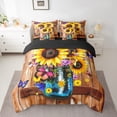 thumbnail image 2 of Castle Fairy Flying Butterflies Twin Bedding Sets 7-Piece for Boys Girls,Rustic Yellow Sunflowers Bedding Comforter Set Microfiber,Old Barn Door Breathable Sheet Sets,Lightweight Room Decor, 2 of 8