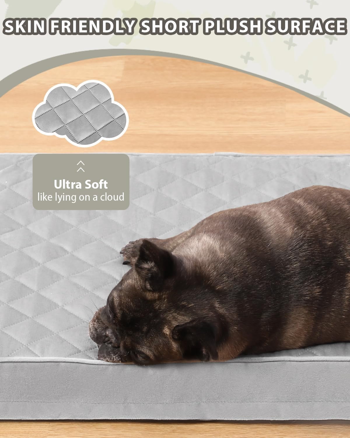 Orthopedic Dog Beds for Medium Dogs Waterproof Dog Bed with Removable Washable Cover and Non-Slip Bottom, Quilting Dog Bed for Crate, 29x18 Inch, Light Gray