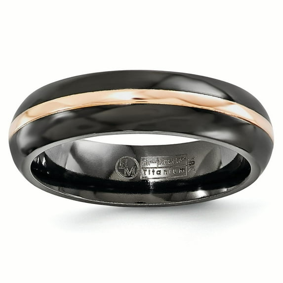 Edward Mirell Black Titanium with 14k Rose Gold Domed 6mm Band