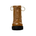 thumbnail image 2 of BLISSFUL STEP Women's Platform Chunky Heels Combat Boots Brown 8.5, 2 of 7