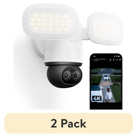 (2 pack) Reolink TrackFlex Floodlight WiFi 4K 360°Pan & Tilt Dual-Lens PTZ Wired Camera Local AI Video Search