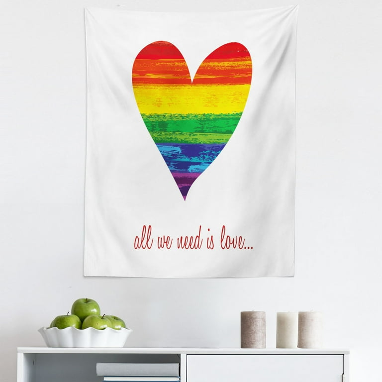 Inspirational Tapestry, Romantic All We Need Is Love Famous Words