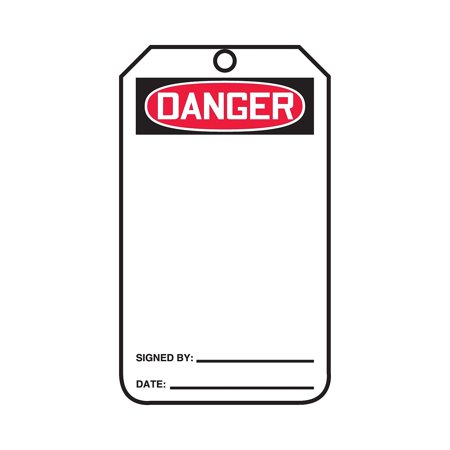 Accuform Signs 5 3/4" x 3 1/4" Cardstock Blank Front Safety Tags "DANGER.." Red/Black On White