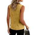 thumbnail image 5 of BOMYJESK Women's Tank Tops Linen V Neck Sleeveless Casual Shirt Loose Spring Summer Boho Gauze Tops Solid Color Cute Vest Yellow XL, 5 of 7