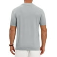 thumbnail image 3 of Outfit Men's Textured Knit Polo Shirt V Neck Short Sleeve Casual Golf Polo Shirt S Light Gray, 3 of 6