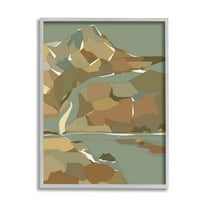 Stupell Industries Abstract Mountain River Blocked Neutrals Graphic Art Gray Framed Art Print Wall Art, Design by Nikita Jariwala