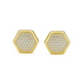 thumbnail image 2 of Bling Jewelry Mens Sterling Silver Micro Pave CZ Hexagonal Stud Earrings 10MM Yellow 14K Gold-Plated  Hexagon, 2 of 4