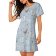 thumbnail image 2 of Uemuo Funny Chicken Pattern Women’s Nightdress – Casual Sleep Shirt, Soft Relaxed Fit Short-Sleeved Cotton Sleepwear for Home, Bedtime, and Lounging, 2 of 6