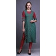 thumbnail image 2 of Bimba Rayon Slub Straight Kurti 3/4 Sleeve Printed Tunic Top Summer Clothing, 2 of 6